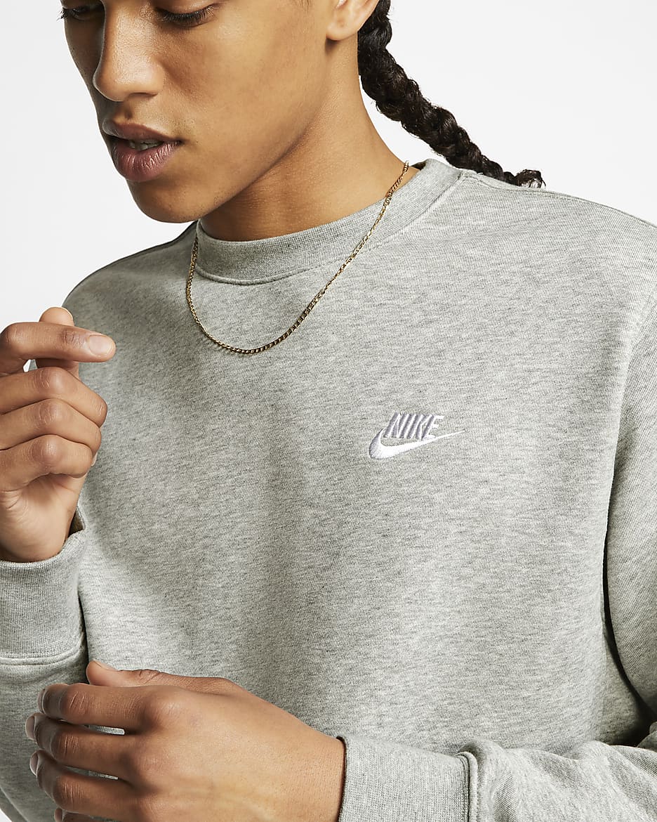 Nike Sportswear Club frottégenser til herre - Dark Grey Heather/Hvit