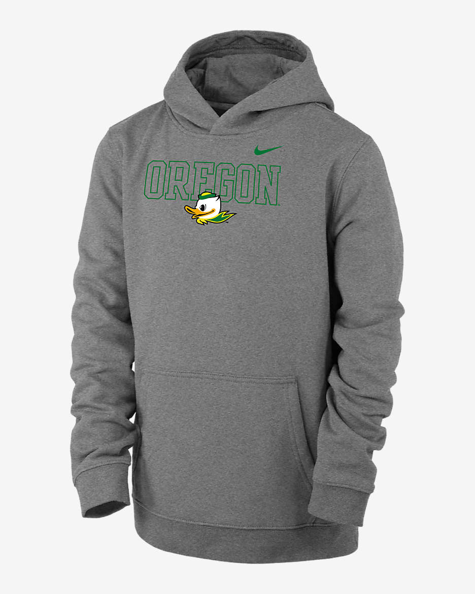 Oregon Club Fleece Big Kids' (Boys') Nike College Hoodie - Dark Grey Heather