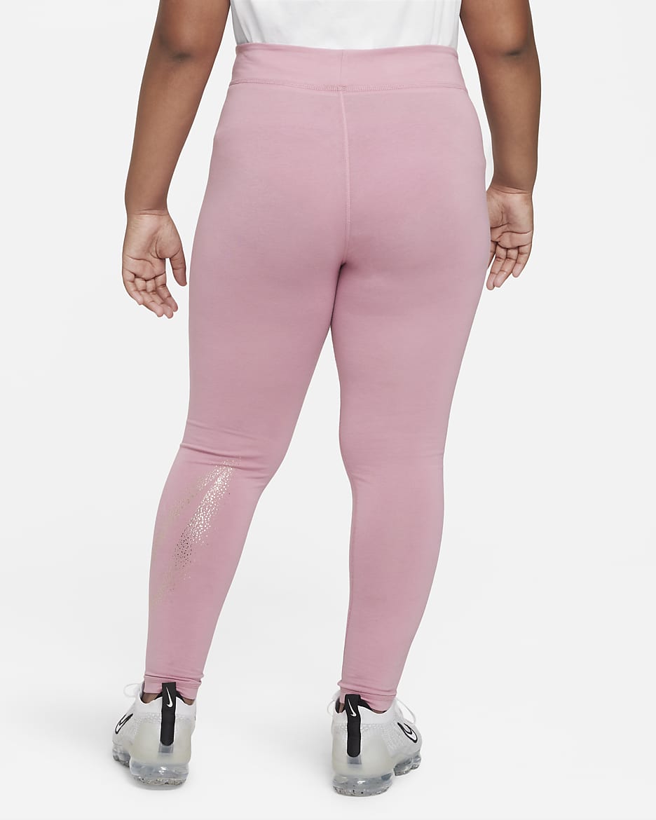 Nike Sportswear Essential Big Kids' (Girls') Mid-Rise Leggings (Extended Size) - Elemental Pink/Metallic Gold