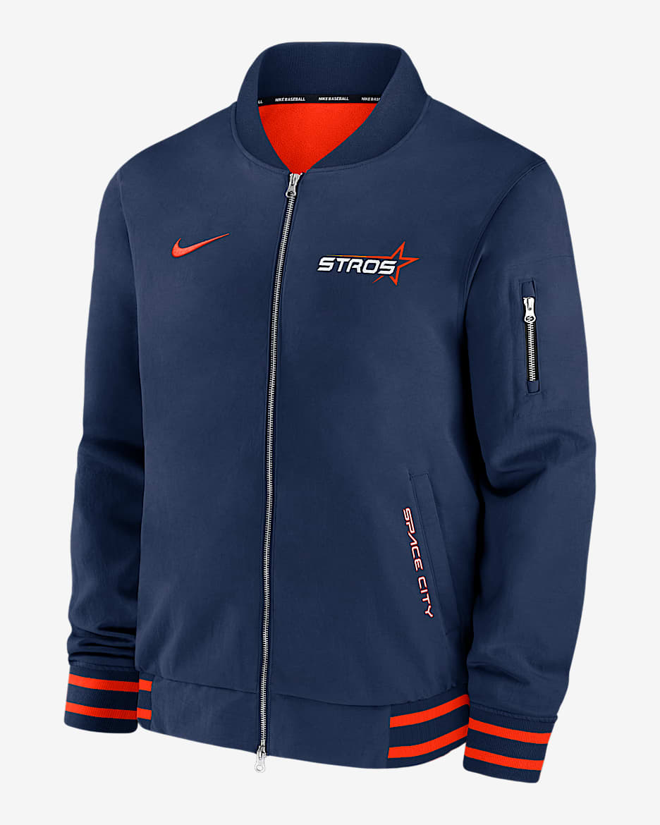 Houston Astros Authentic Collection City Connect Men's Nike MLB Full-Zip Bomber Jacket - Navy