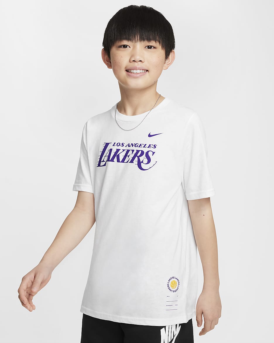 Los Angeles Lakers Essential Older Kids' (Boys') Nike NBA T-Shirt - White