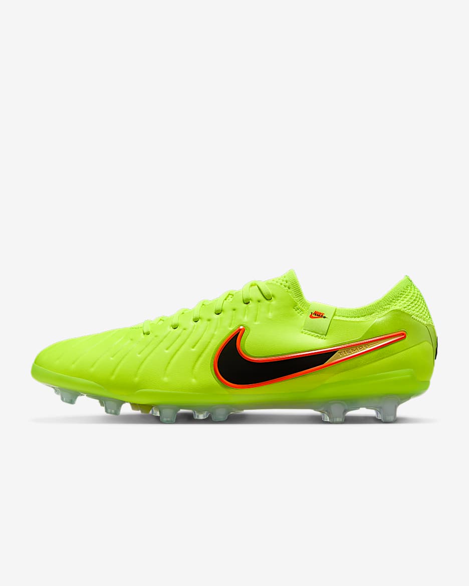 Nike Tiempo Legend 10 Elite Artificial-Grass Low-Top Soccer Cleats - Volt/Black