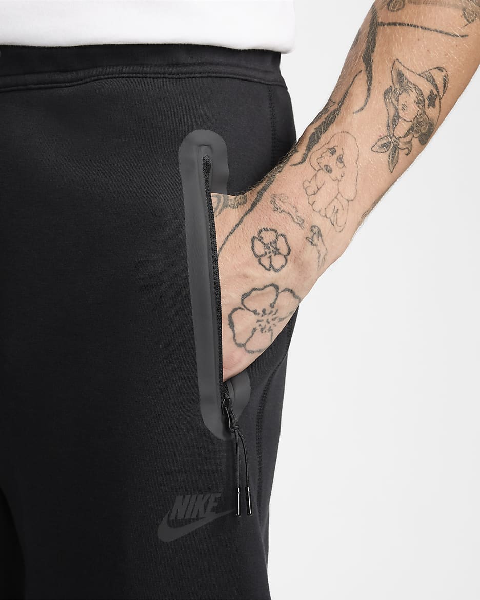 Nike Tech fleecebroek met open zoom voor heren - Zwart/Zwart