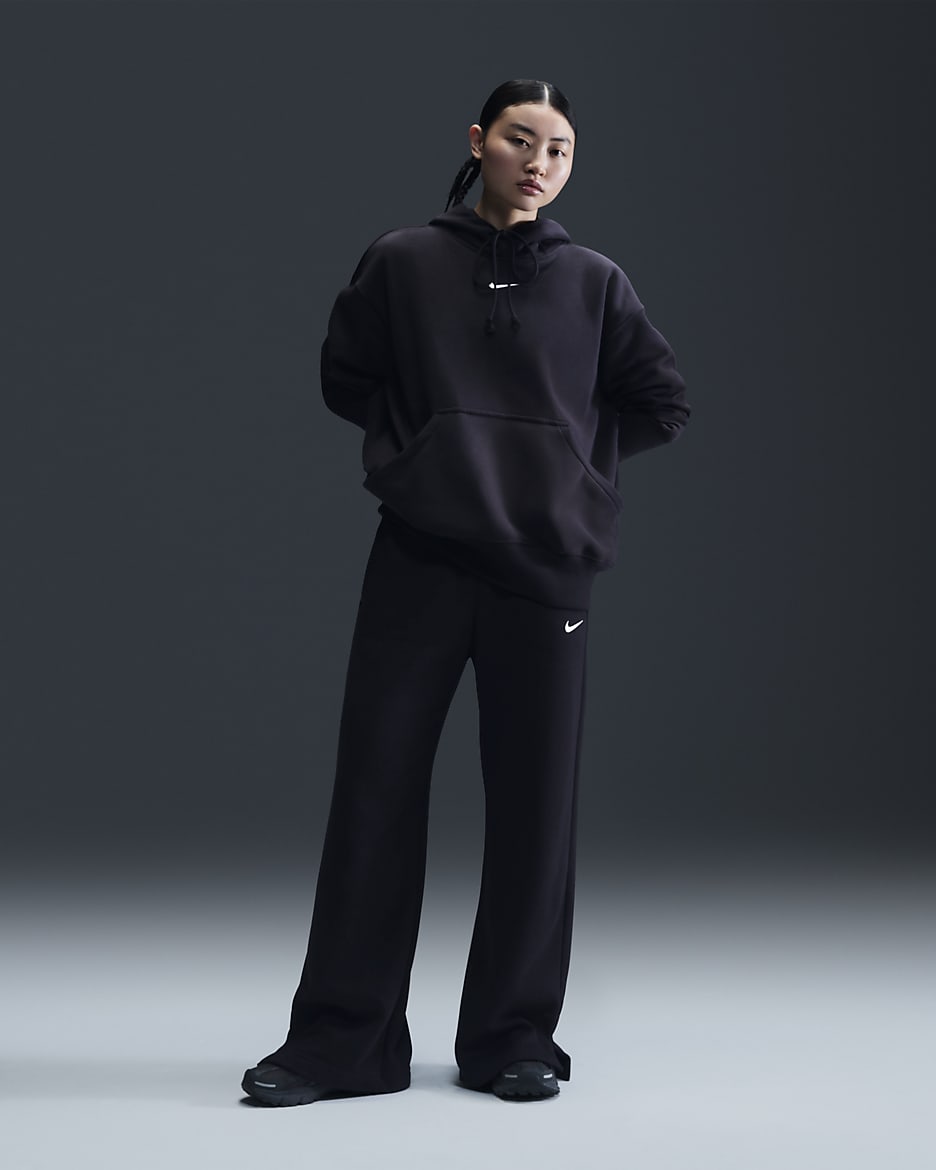 Felpa pullover oversize con cappuccio Nike Sportswear Phoenix Fleece – Donna - Nero/Sail