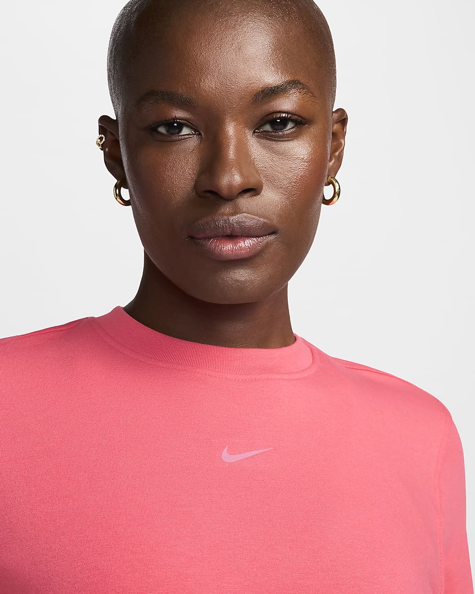 Nike Dri-FIT One Women's Crew-Neck French Terry Sweatshirt - Aster Pink/Black