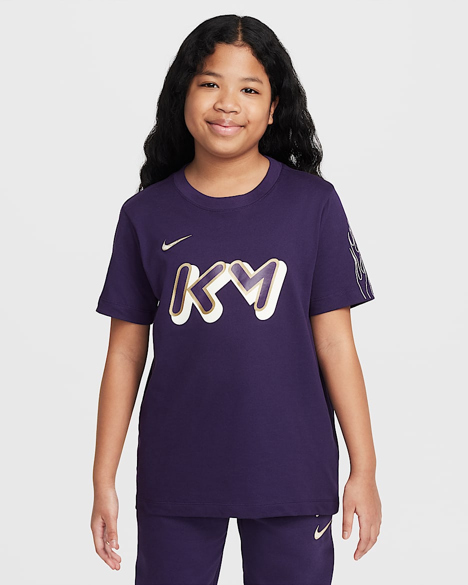 Playera Dri-FIT para niños talla grande Kylian Mbappé - Morado grandioso