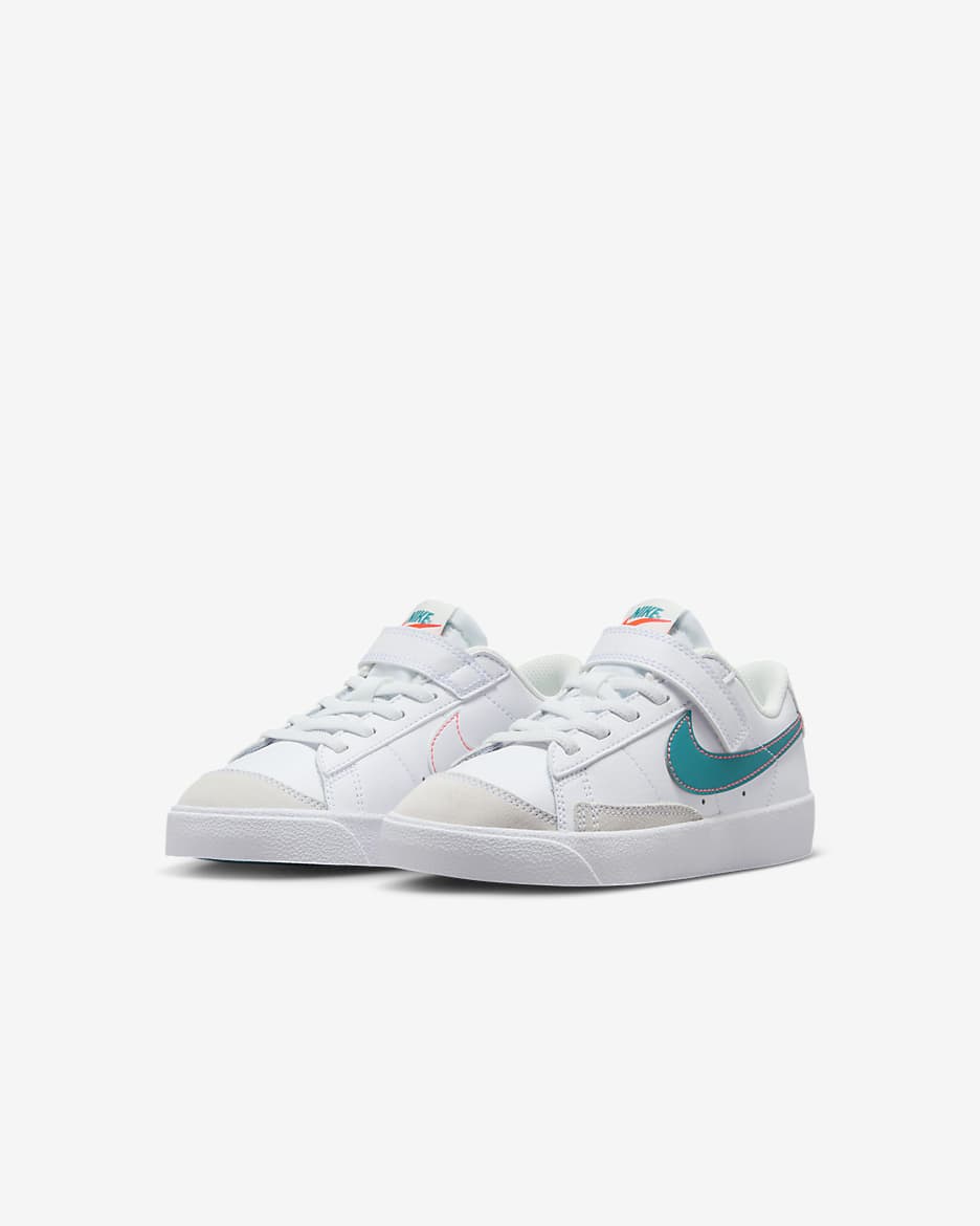 Tenis para niños de preescolar Nike Blazer Low '77 - Blanco/Blanco/Blanco cumbre/Aguamarina