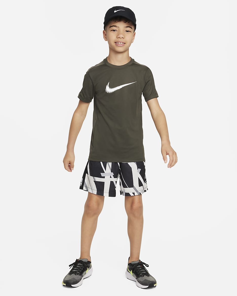 Nike Trophy23 Older Kids' Dri-FIT Short-Sleeve Top - Cargo Khaki/White