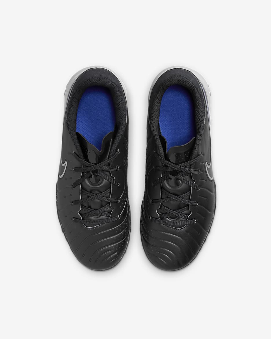 Nike Jr. Tiempo Legend 10 Academy Little/Big Kids' Turf Low-Top Soccer Shoes - Black/Hyper Royal/Chrome