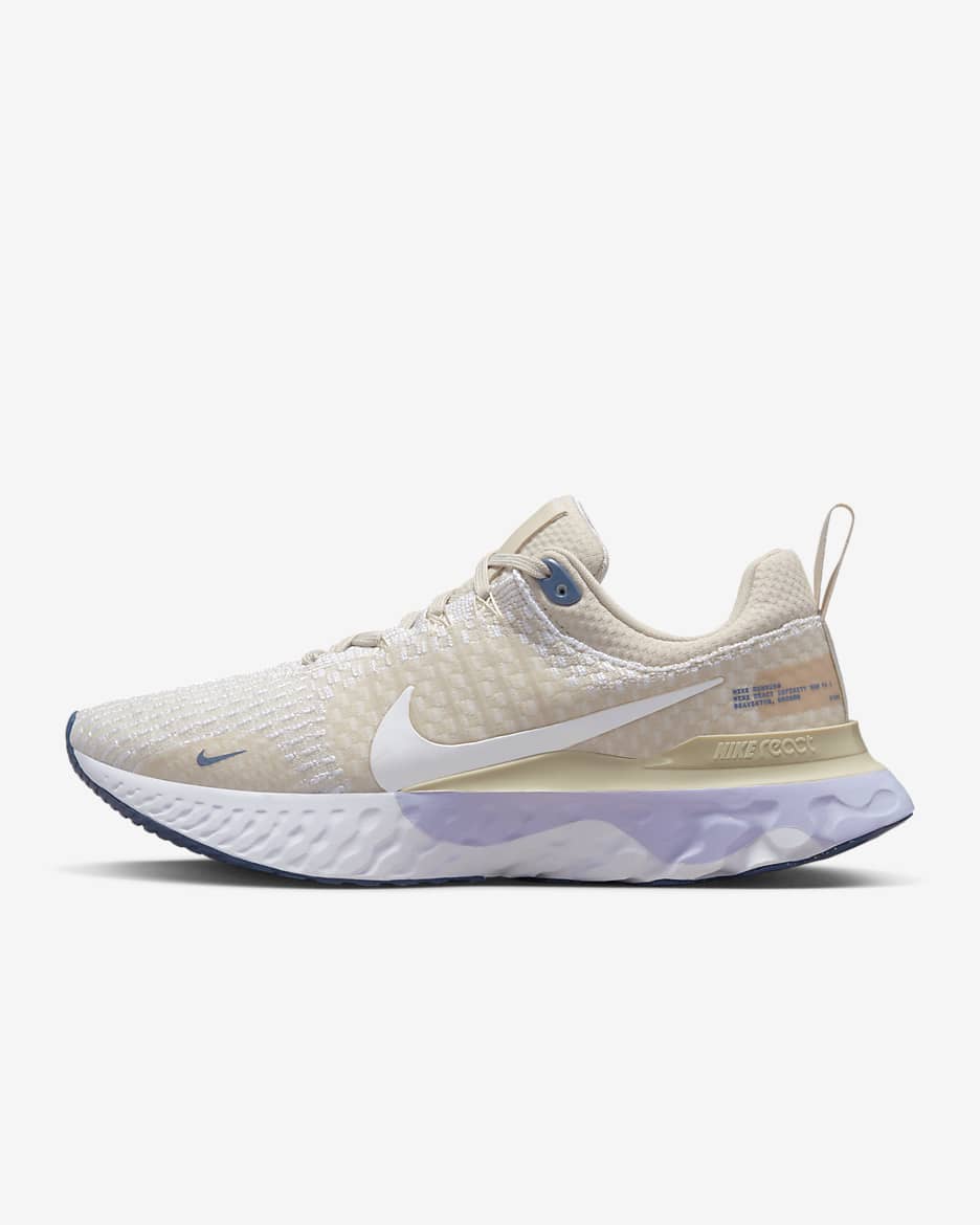 Nike React Infinity 3 Women's Road Running Shoes - Oatmeal/Oxygen Purple/Diffused Blue/White