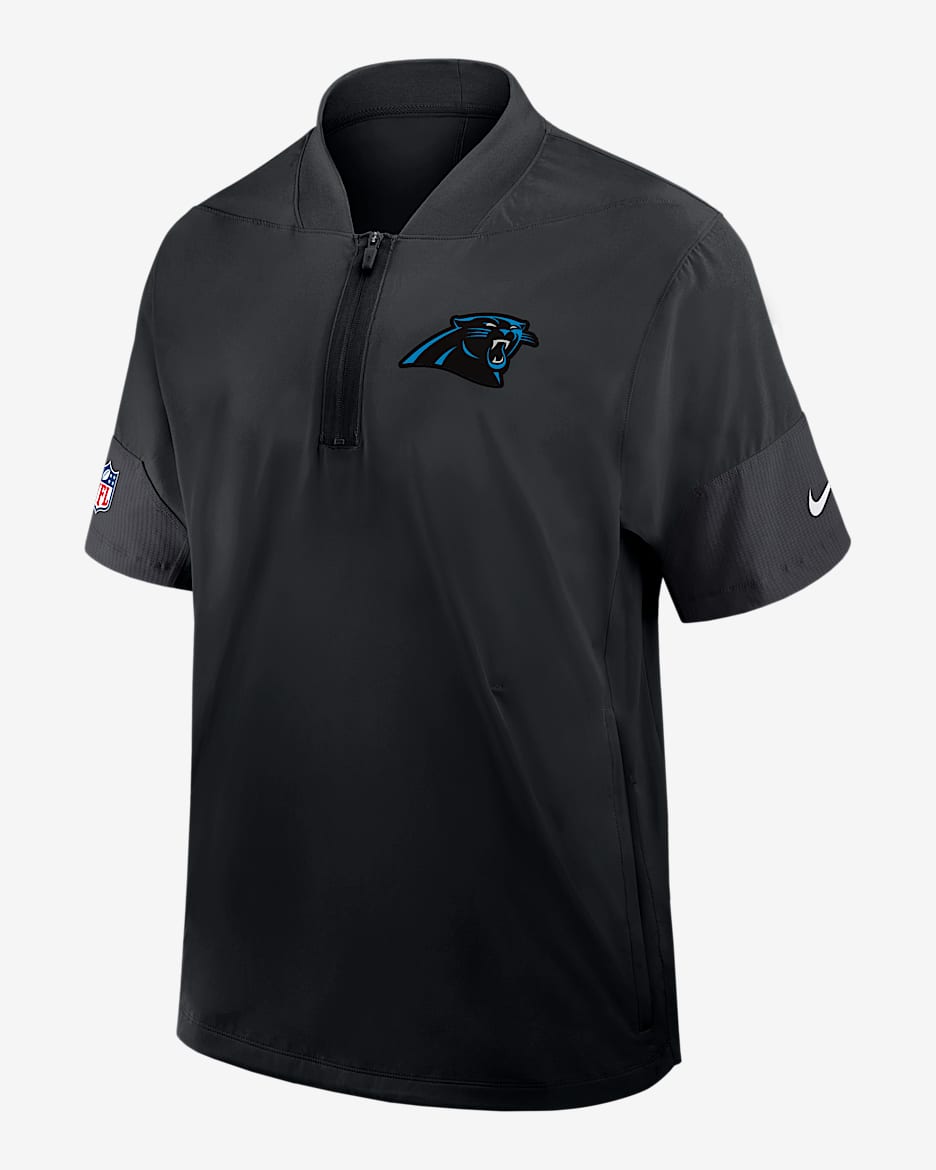 Carolina Panthers Sideline Coach Men's Nike NFL 1/2-Zip Short-Sleeve Jacket - Black