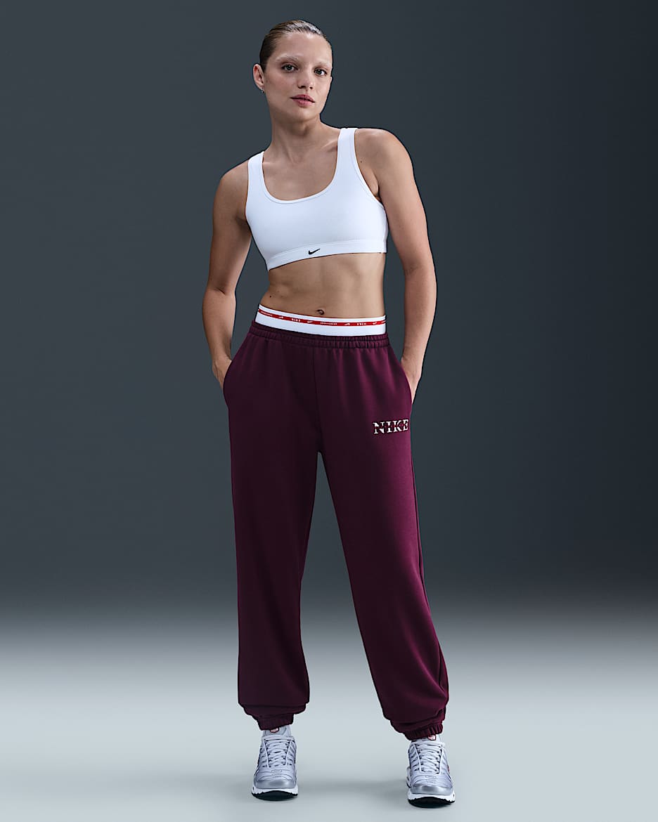 Nike Sportswear Phoenix Fleece Women's High-Waisted Tracksuit Bottoms - Bordeaux