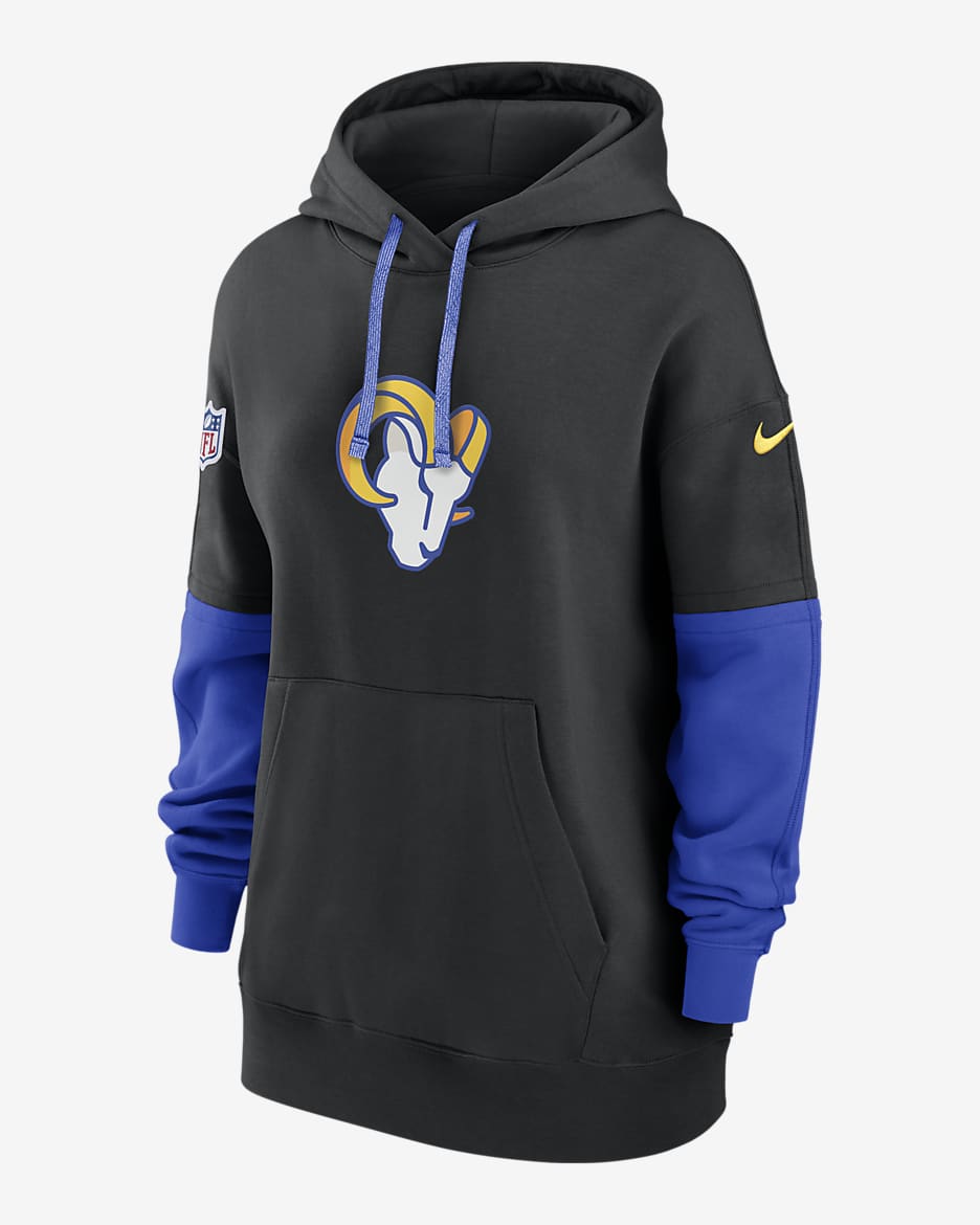 Sudadera con gorro sin cierre Nike de la NFL para mujer Los Angeles Rams Sideline Essential - Negro