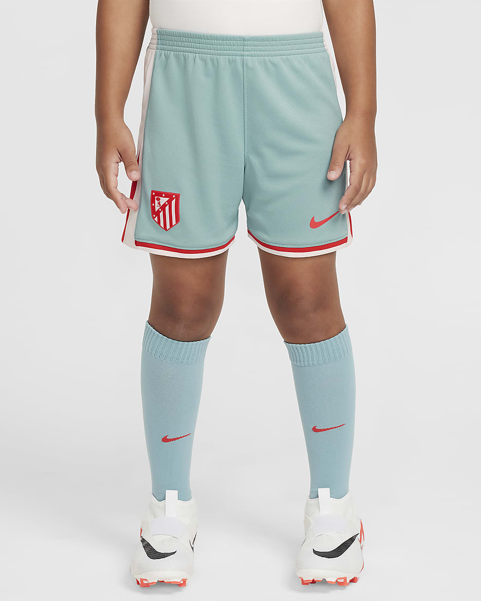 Atlético Madrid 2024/25 Stadium (bortedrakt) Nike Football Replica draktsett i tre deler til små barn - Cannon/Phantom/Light Crimson/Light Crimson