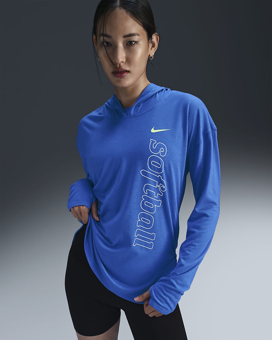 Nike Women's Dri-FIT Long-Sleeve Softball Hoodie - Hyper Royal/White
