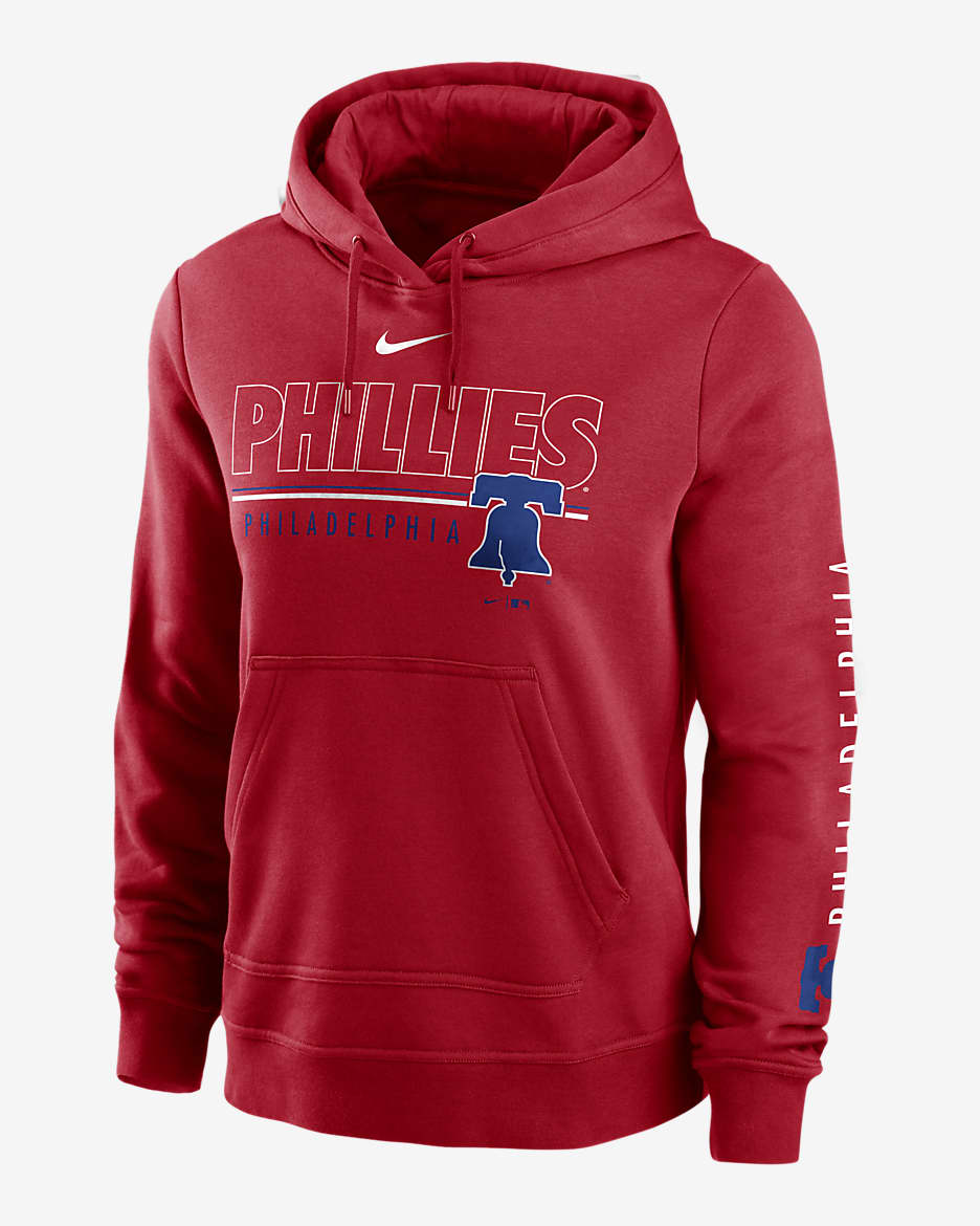 Nike Outline Club (MLB Philadelphia Phillies) Women's Pullover Hoodie - Team Maroon