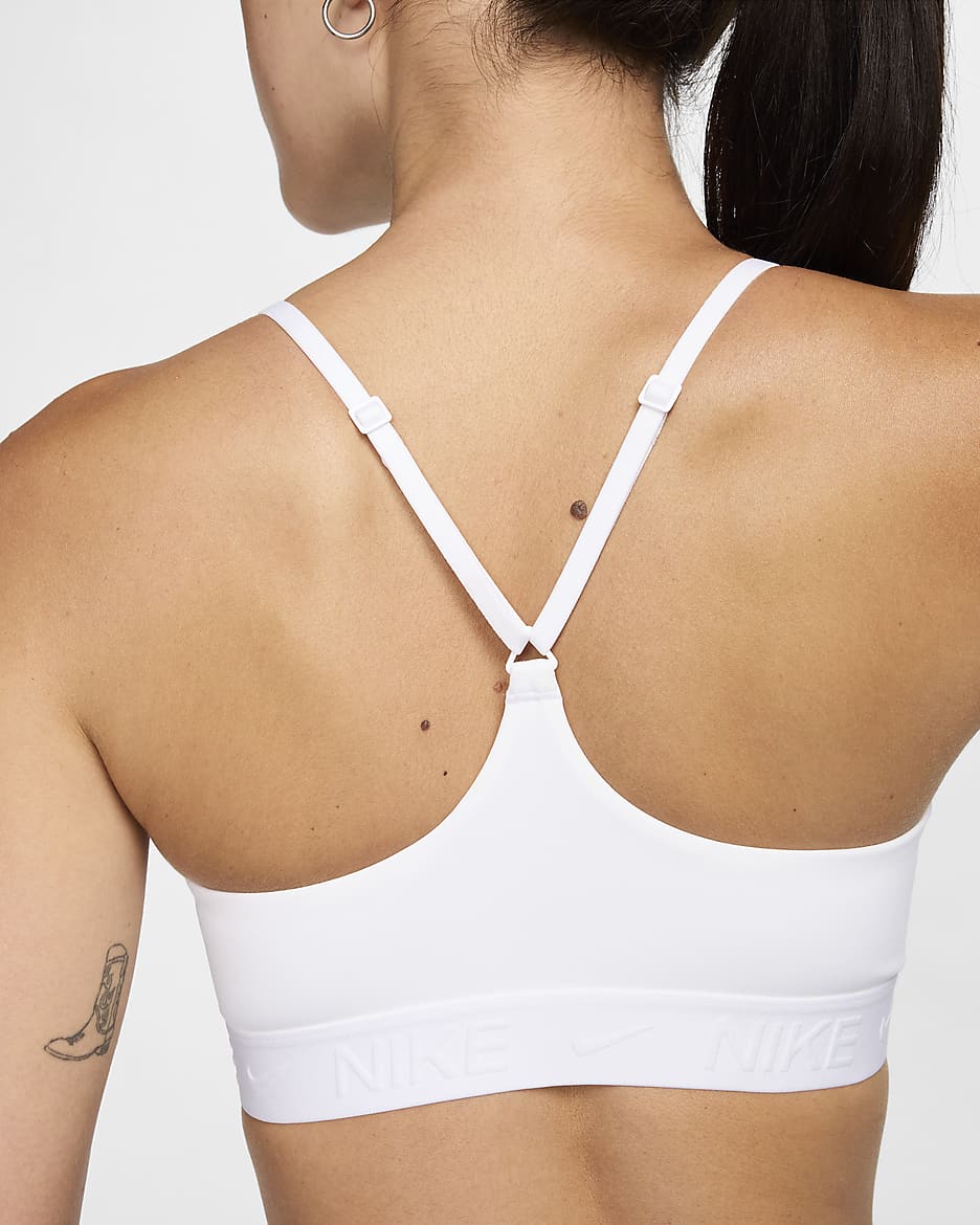 Bra imbottito regolabile Nike Indy Light Support – Donna - Bianco/Stone Mauve