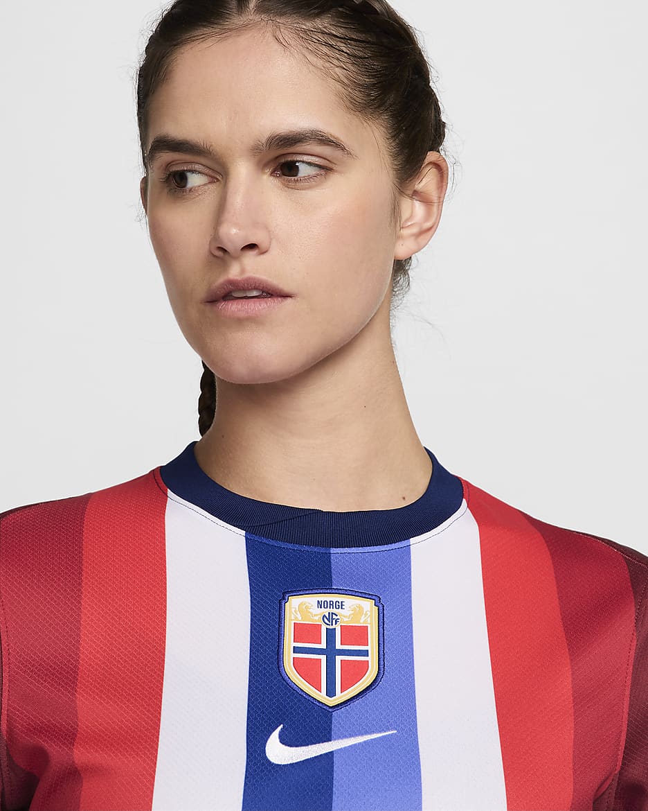 Fotbollströja Norge 2024 Stadium (hemmaställ) Nike Dri-FIT Replica för kvinnor - Team Red/Blue Void/Vit