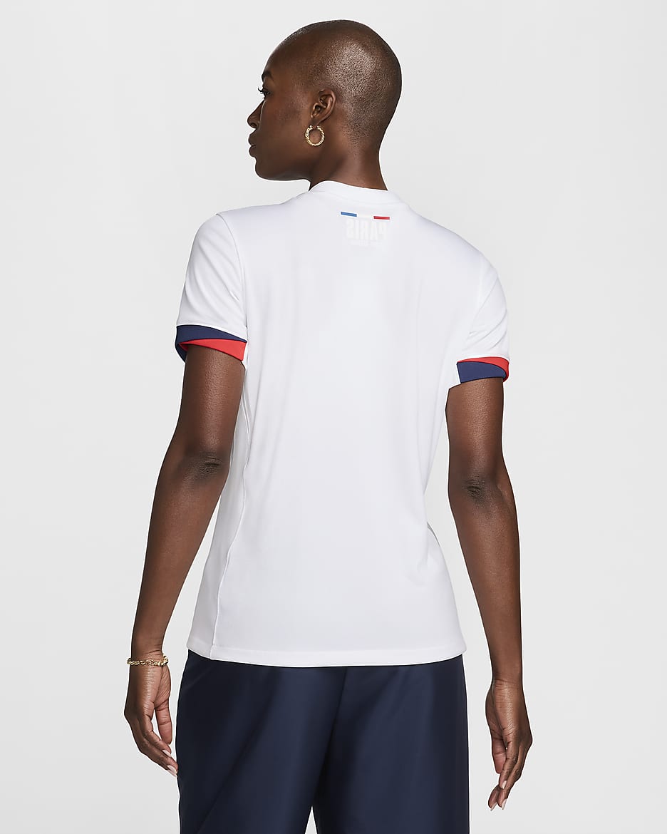 Paris Saint-Germain 2024/25 Stadium Away Women's Nike Dri-FIT Football Replica Shirt - White/Midnight Navy/University Red/Midnight Navy