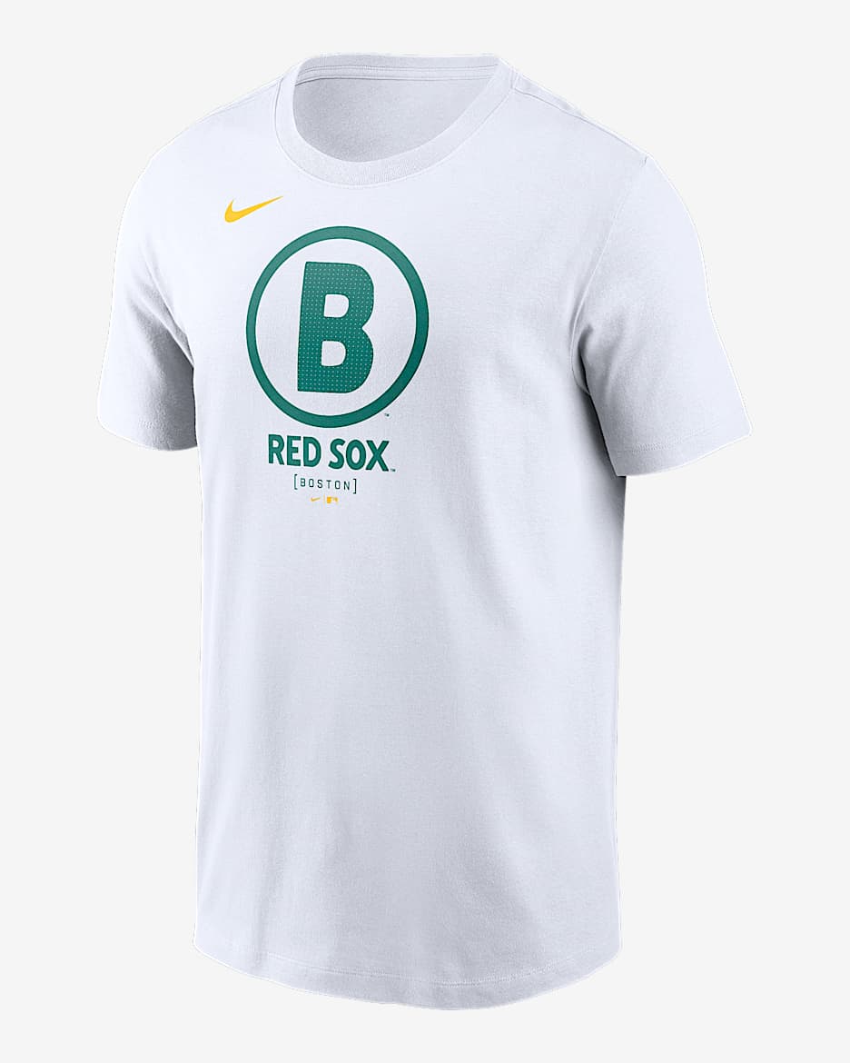 Playera Nike de la MLB para hombre Boston Red Sox City Connect Large Logo - Blanco