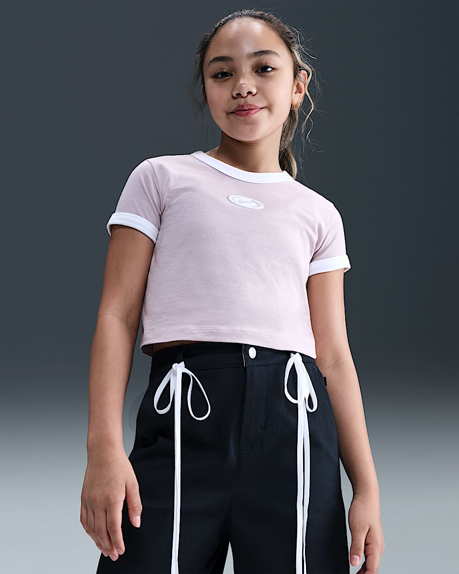 Nike Sportswear Older Kids' (Girls') Cropped T-Shirt - Platinum Violet