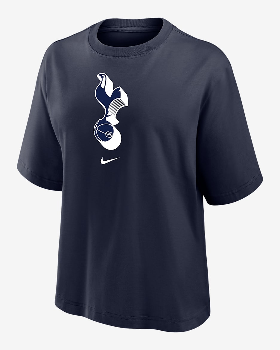 Playera de fútbol Nike de corte cuadrado para mujer Tottenham Hotspur - Azul marino