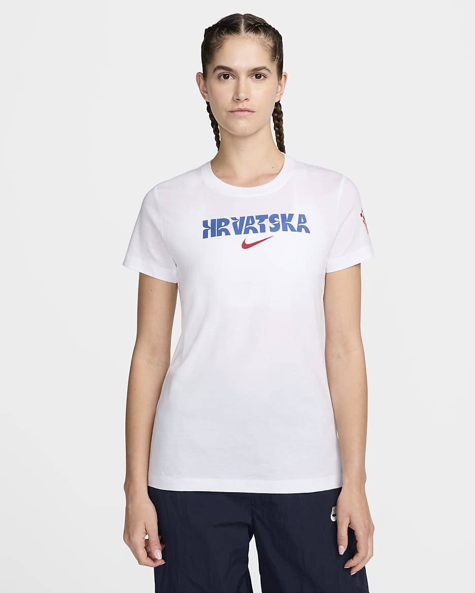 Croatia Crest Women's Nike Football T-Shirt - White/University Red