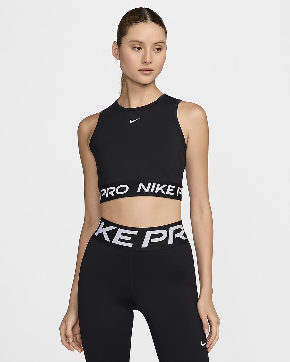 Nike Pro Women's Dri-FIT Cropped Tank Top - Black/White