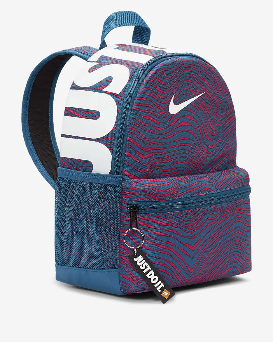 Nike Brasilia JDI Mini Kids' Printed Backpack (11L) - Marina/Marina/White