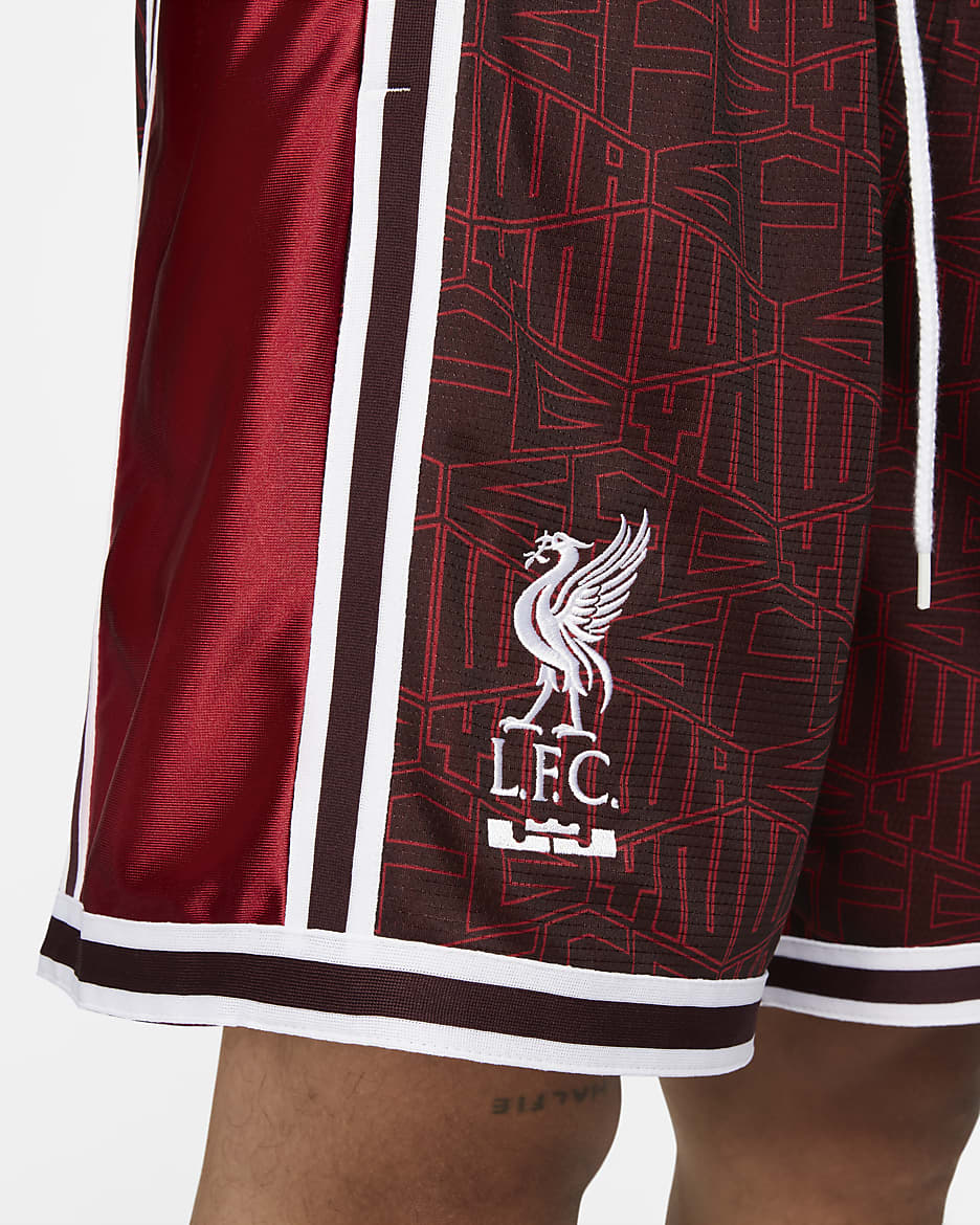 LeBron x Liverpool F.C. Men's Nike DNA+ 8" Basketball Shorts (20cm approx.) - Burgundy Crush/Tough Red/White