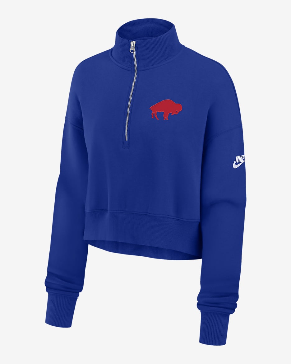 Buffalo Bills Rewind Phoenix Women's Nike NFL Cropped 1/4-Zip Crew - Royal