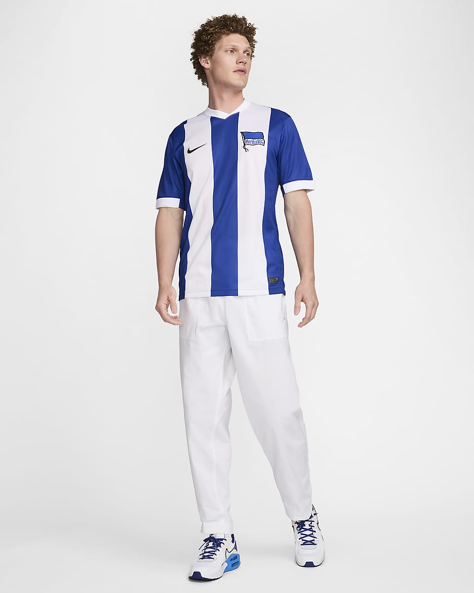 Hertha BSC 2024/25 Stadium Home Nike Replica Fußballtrikot mit Dri-FIT-Technologie für Herren - Old Royal/Weiß/Schwarz