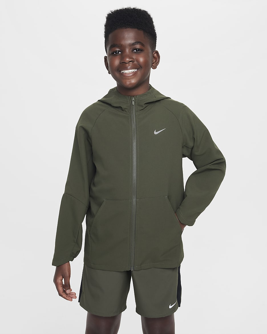 Tréninková bunda Nike Dri-FIT UV pro větší děti - Cargo Khaki