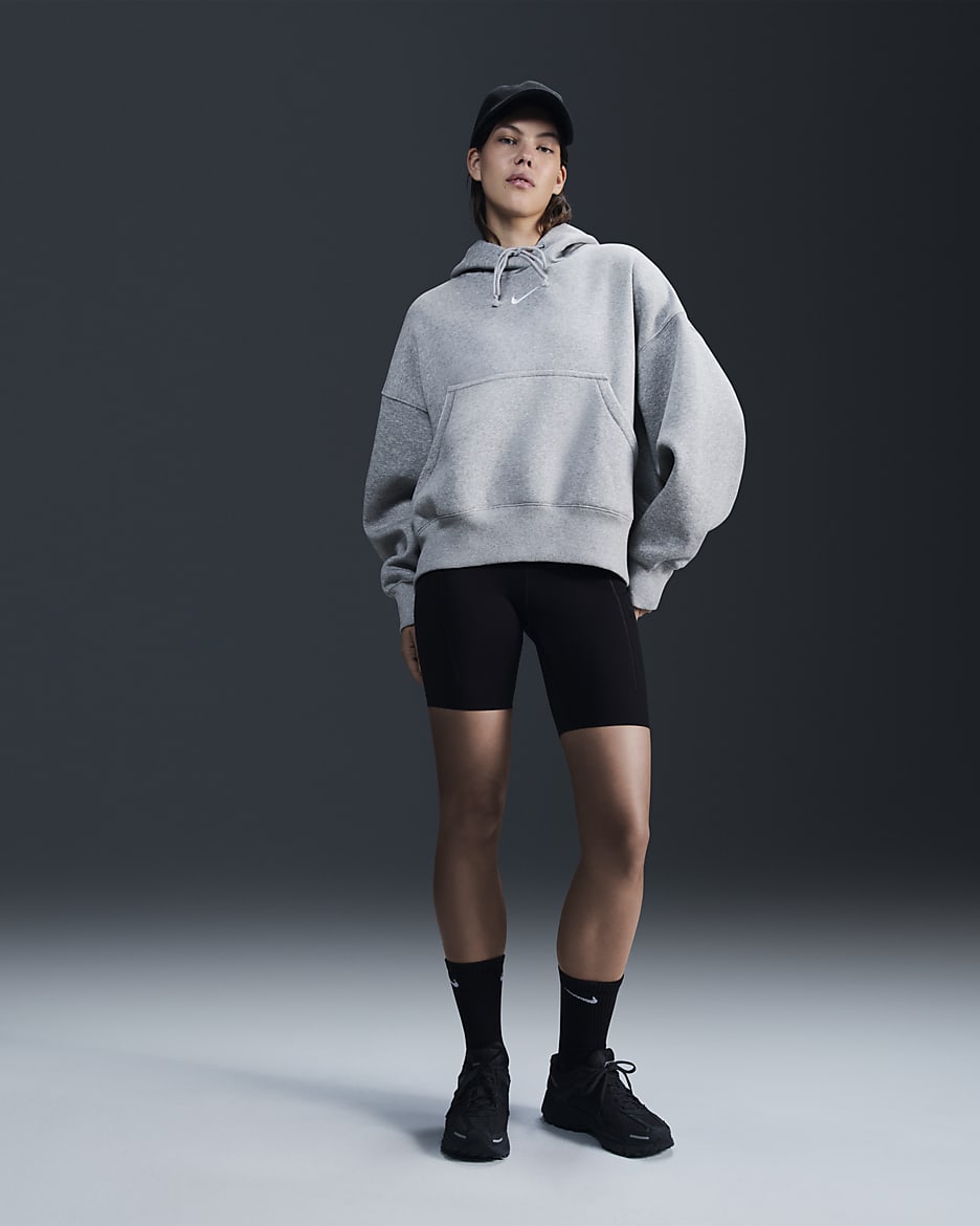 Nike Sportswear Phoenix Fleece Women's Over-Oversized Pullover Hoodie - Dark Grey Heather/Sail