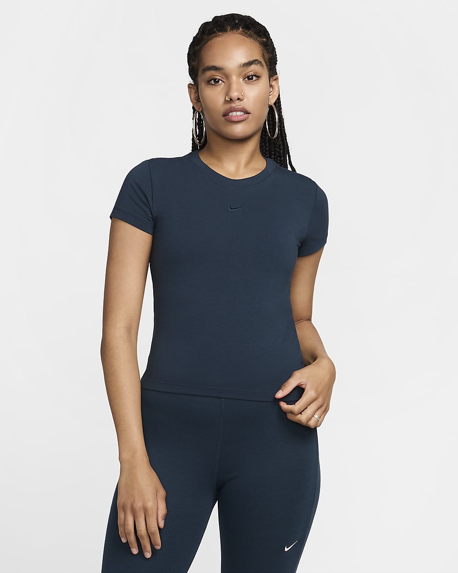 T-shirt Nike Sportswear Chill Knit para mulher - Armory Navy/Armory Navy