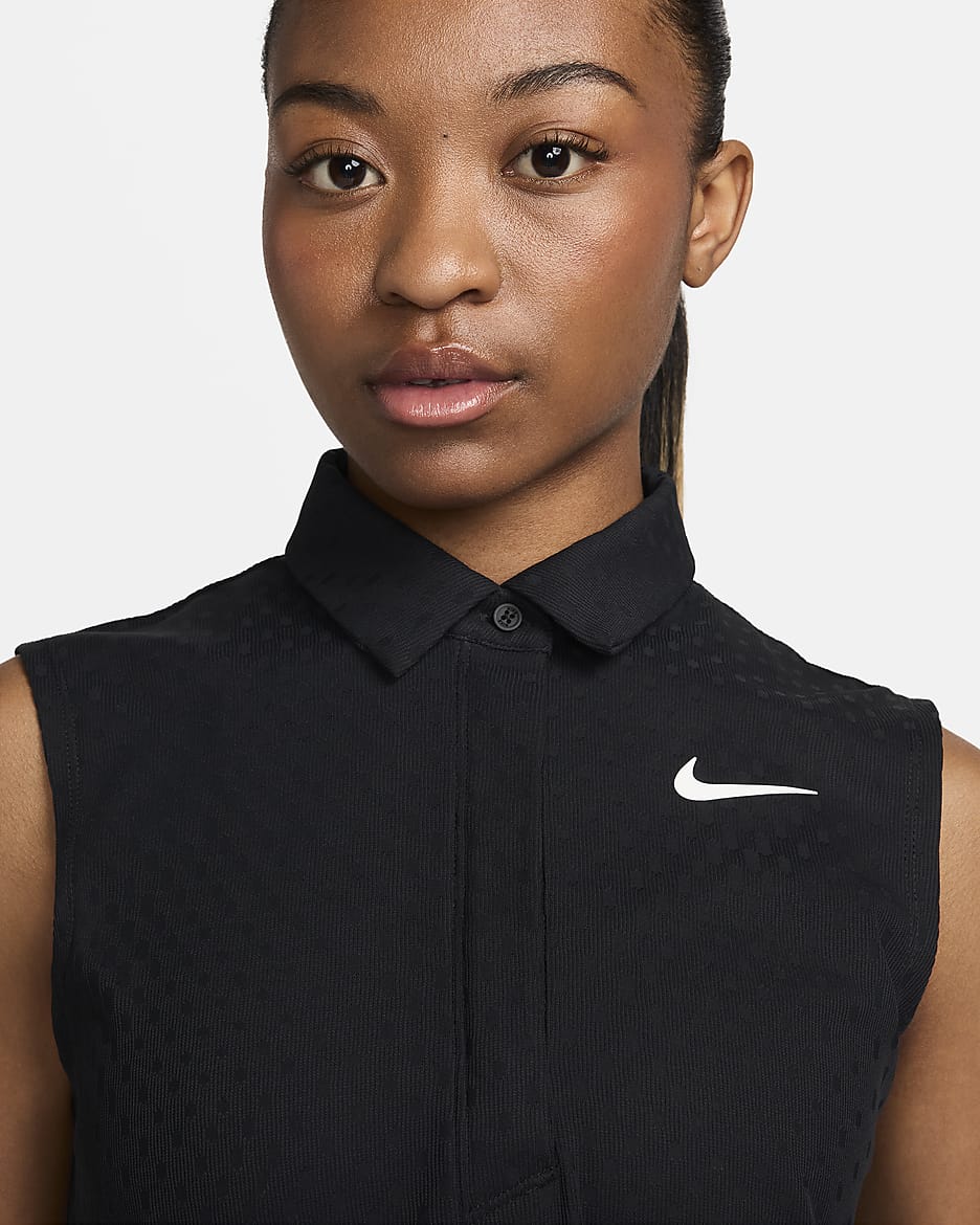 Polo de golf sin mangas Dri-FIT ADV para mujer Nike Tour - Negro/Blanco