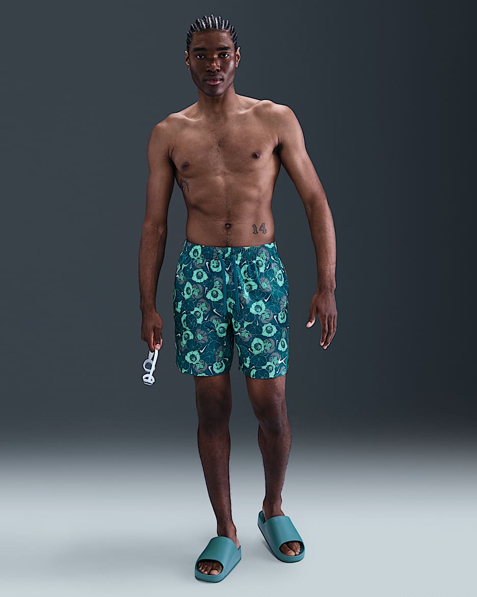 Nike Swim Breaker Men's 7" Brief-Lined Volley Short - Green Abyss