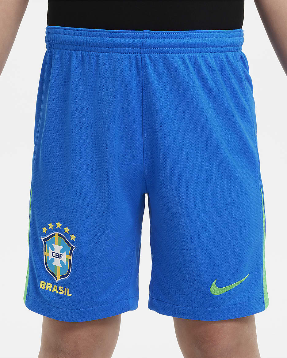 กางเกงฟุตบอลขาสั้น Replica เด็กโต Nike Dri-FIT Brazil 2024 Stadium Home - Soar/Green Spark