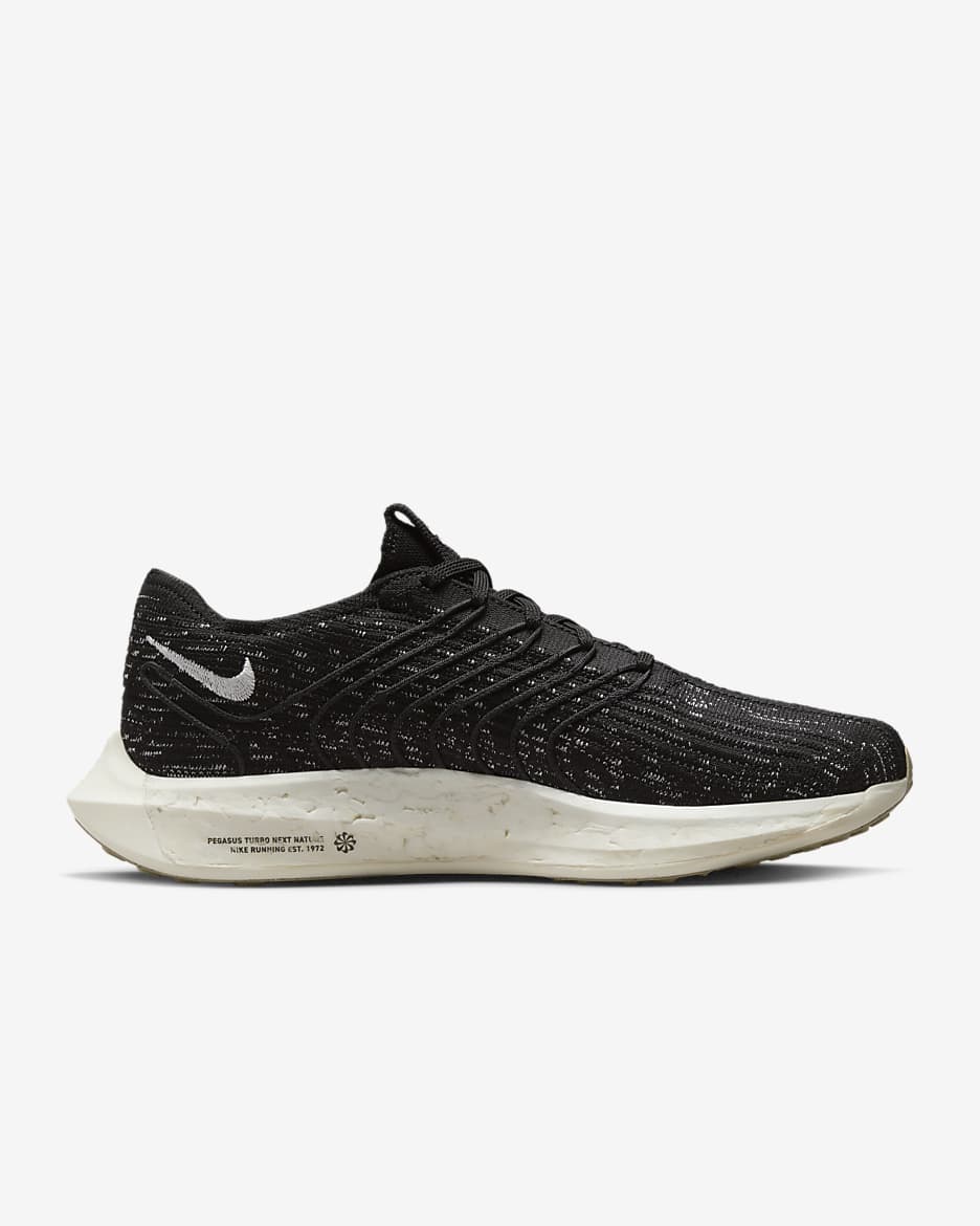 Tenis de correr en pavimento para hombre Nike Pegasus Turbo - Negro/Sombrío apagado/Sésamo/Vela