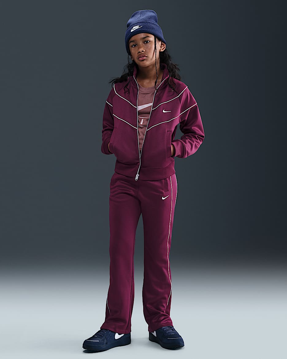 Nike Sportswear Older Kids' (Girls') Tracksuit Bottoms - Bordeaux/Sail/Sail