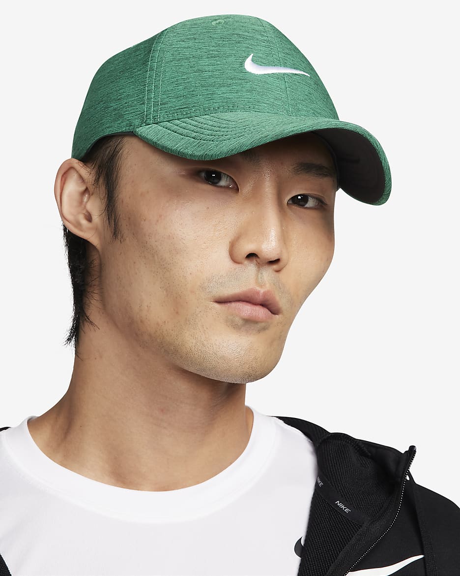 Nike Dri-FIT Club Structured Heathered Cap - Stadium Green/Vintage Green/White