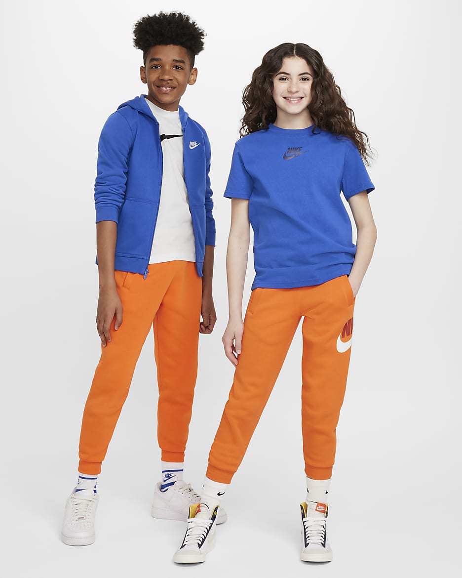 Nike Club Fleece Big Kids' Joggers - Safety Orange/White/Dragon Red