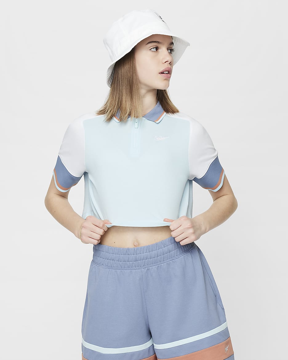 Top cropped para niña Nike Sportswear - Azul glacial/Blanco