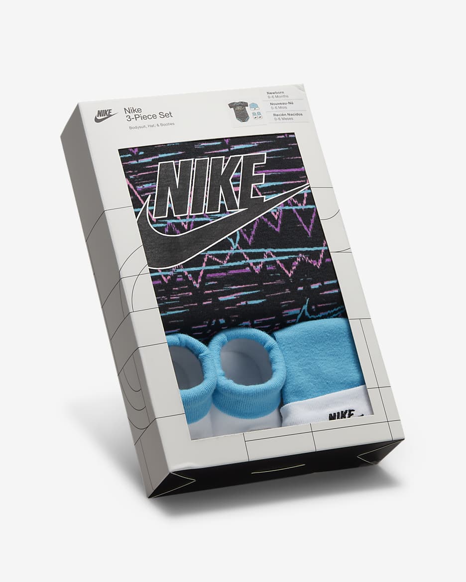 Nike New Wave Baby 3-Piece Bodysuit Box Set - Black