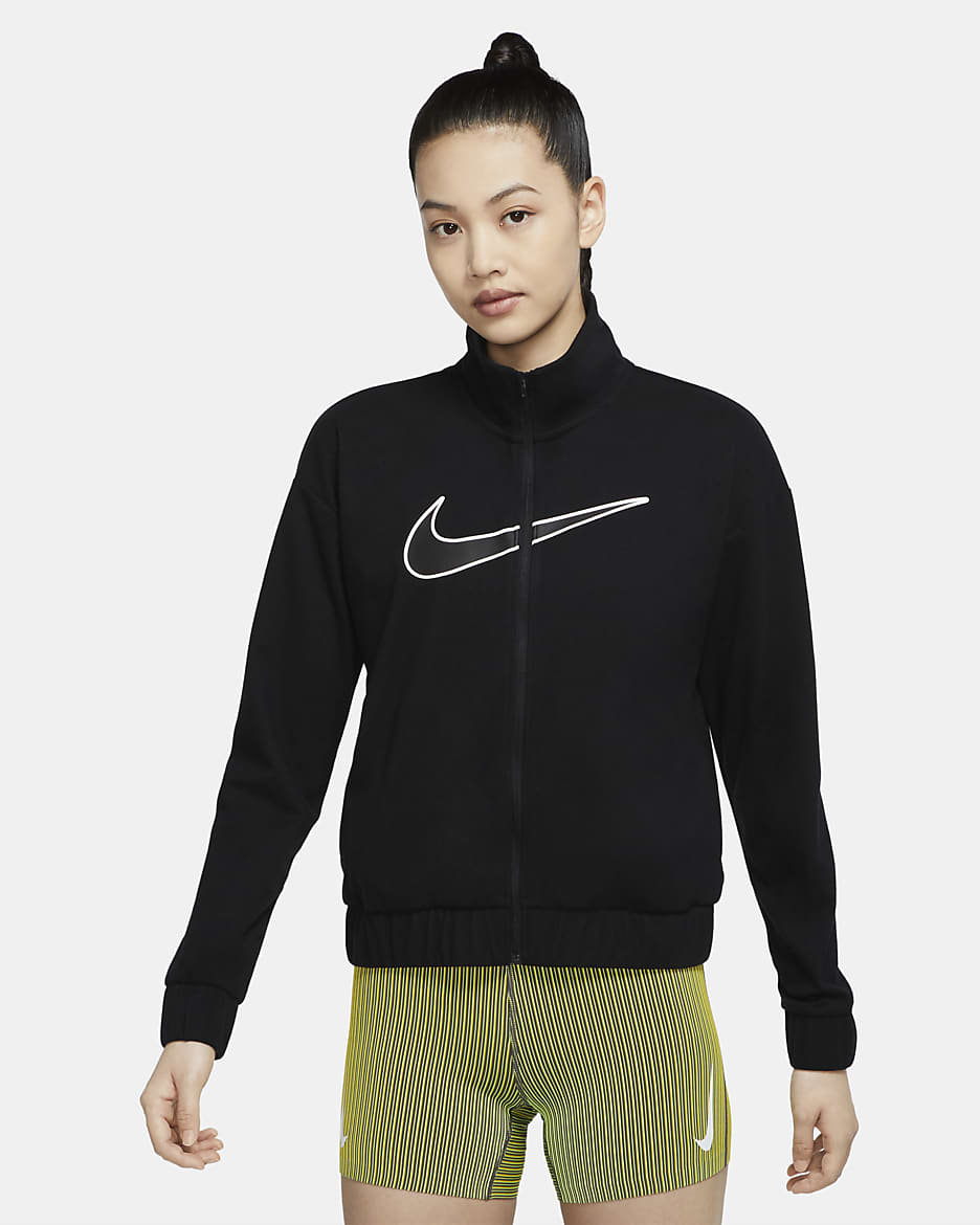ナイキ Dri-FIT スウッシュ ラン ウィメンズ ランニングジャケット - ブラック/ホワイト
