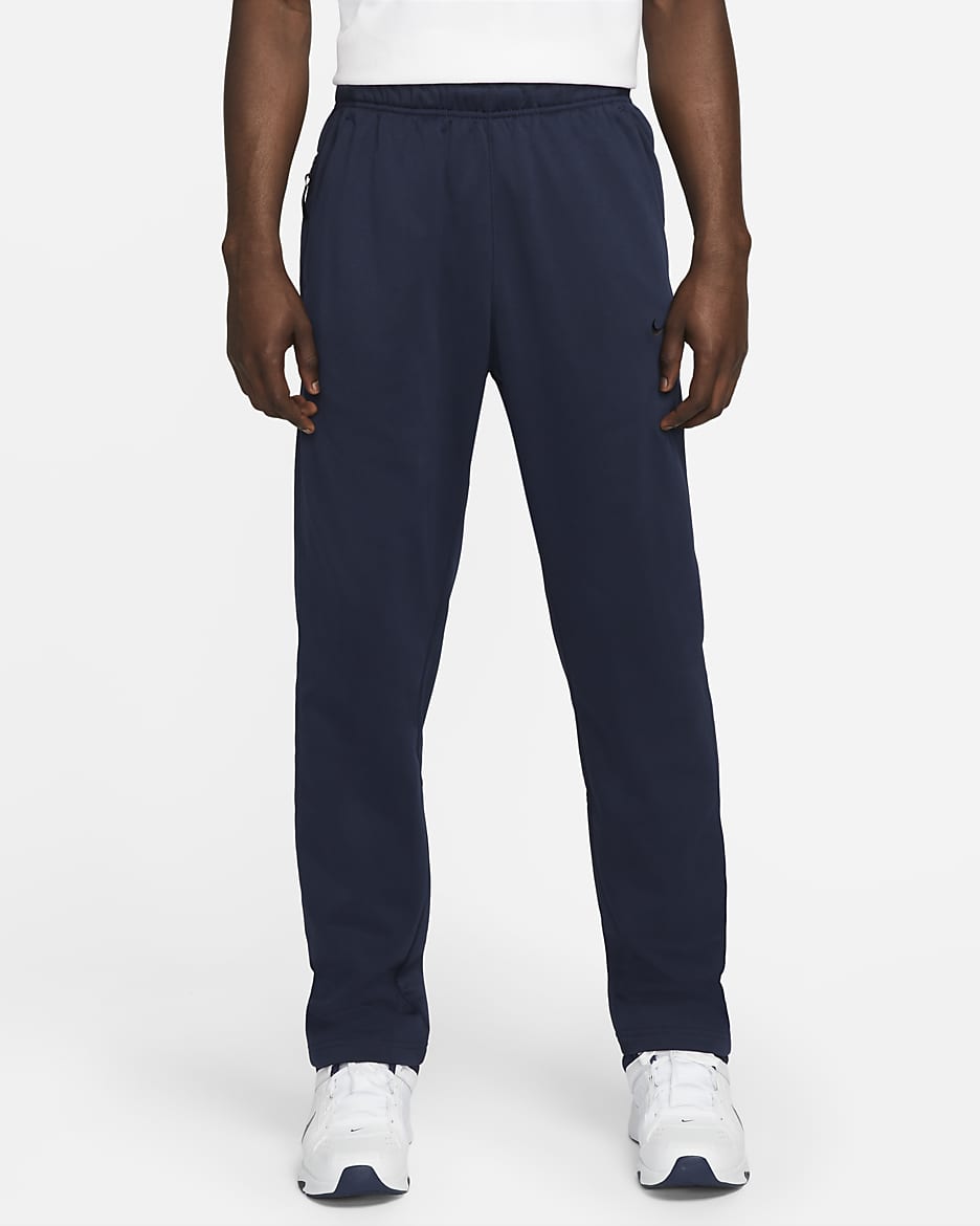 Nike Therma Men's Therma-FIT Open Hem Fitness Pants - Obsidian/Obsidian/Black