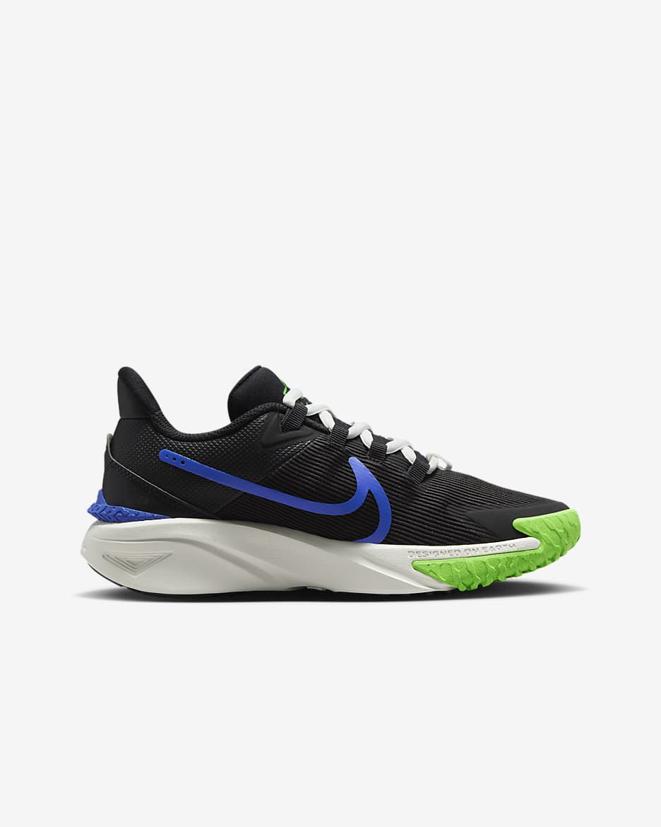 Nike Star Runner 4 Older Kids' Road Running Shoes - Black/Summit White/Green Strike/Racer Blue