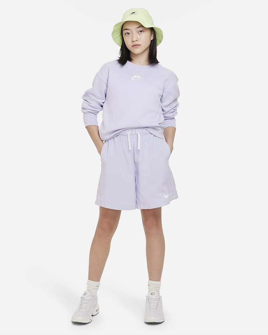 Nike Sportswear Trend Older Kids' (Girls') High-waisted Woven Shorts - Oxygen Purple/White/White