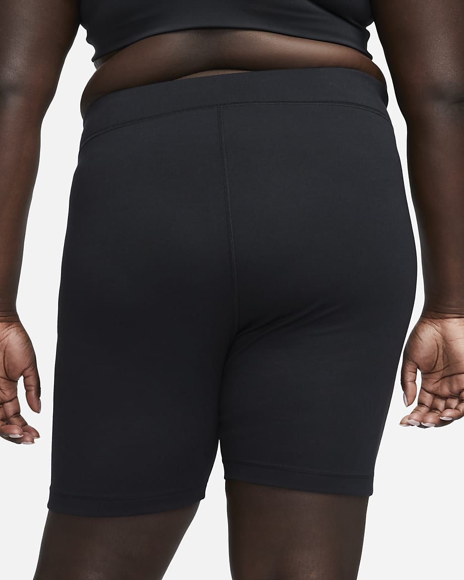 Nike Sportswear Classic bikeshorts met hoge taille voor dames (Plus Size, 21 cm) - Zwart/Sail