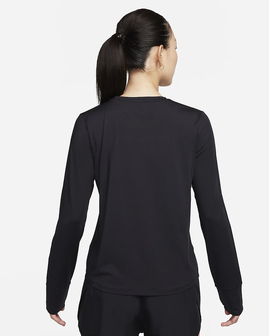 Nike One Classic 女款 Dri-FIT 長袖上衣 - 黑色/黑色